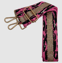 Cthru Women's Metallic Leopard Stripe Crossbody Bag Strap in champagne hot pink - women's item