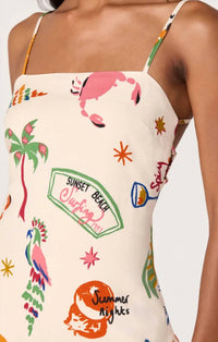 Astr - Valencia Novelty Print Open Back Mini Dress