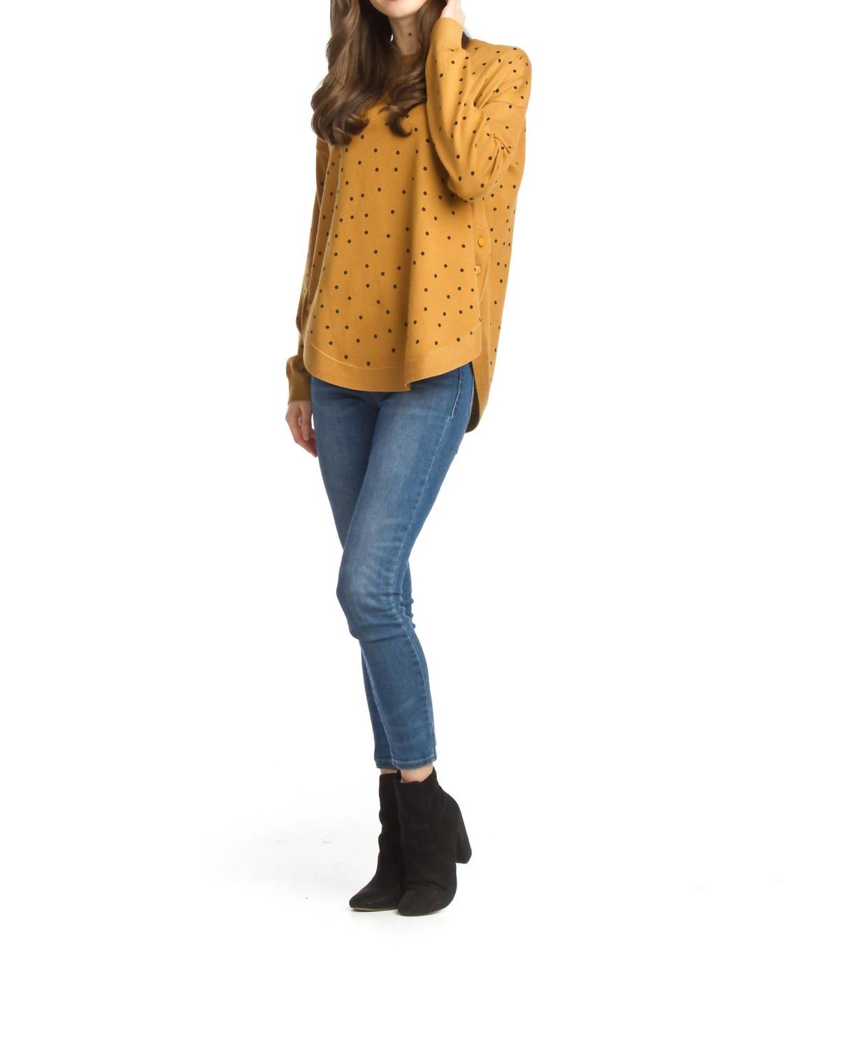 Papillon - Polka Dot Knit Sweater With Side Button Details