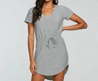 Chaser - Rept Cozy Knit V Neck Shirttail Mini Dress