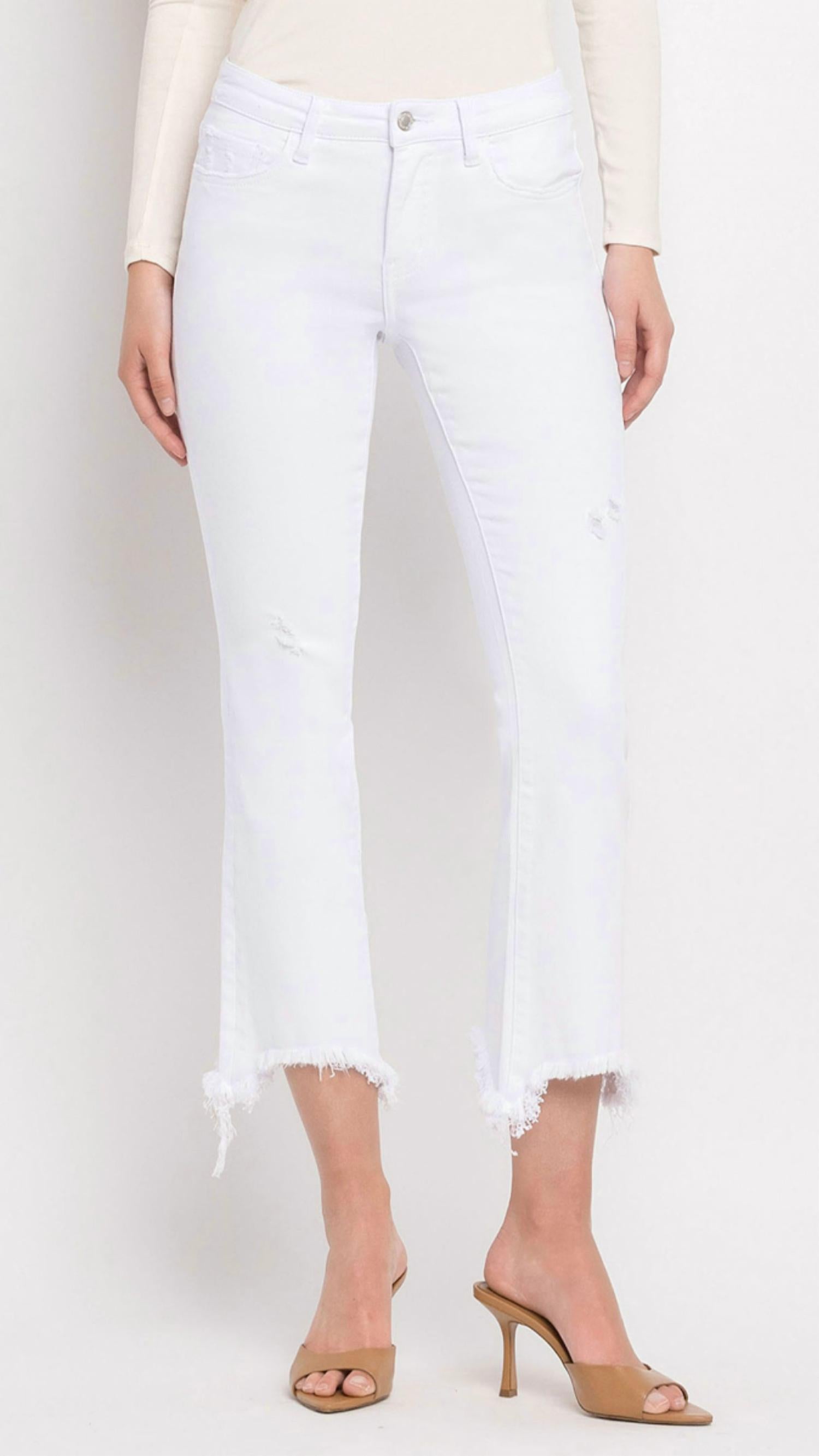 Vervet By Flying Monkey - Mid Rise Distressed Hem Ankle Bootcut Jeans