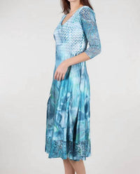 Komarov - Lace Sleeve Watercolor Dress