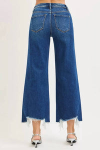 Risen - High Waist Crop Wide Leg Jeans