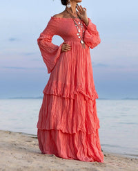 Zinnia Pearl - Women's Sexy Shoulders Maxi Dress