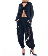 Little Secret Of Mine - Midnight Romance Long Sleeve Blouse & Elastic Waist Pants Set