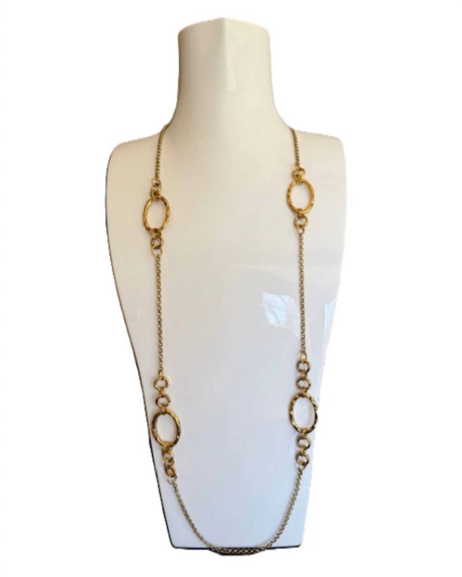 All That Glitterz - Women's Hammered Oval Chain Necklace