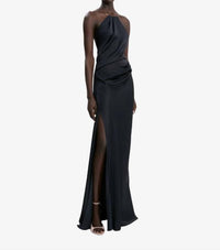VICTORIA BECKHAM Chain Halter Gown in navy - women's dress - alternate view