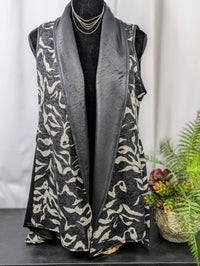 Michael Tyler Women's Sleeveless Zebra Knit Vest in black - women's jacket