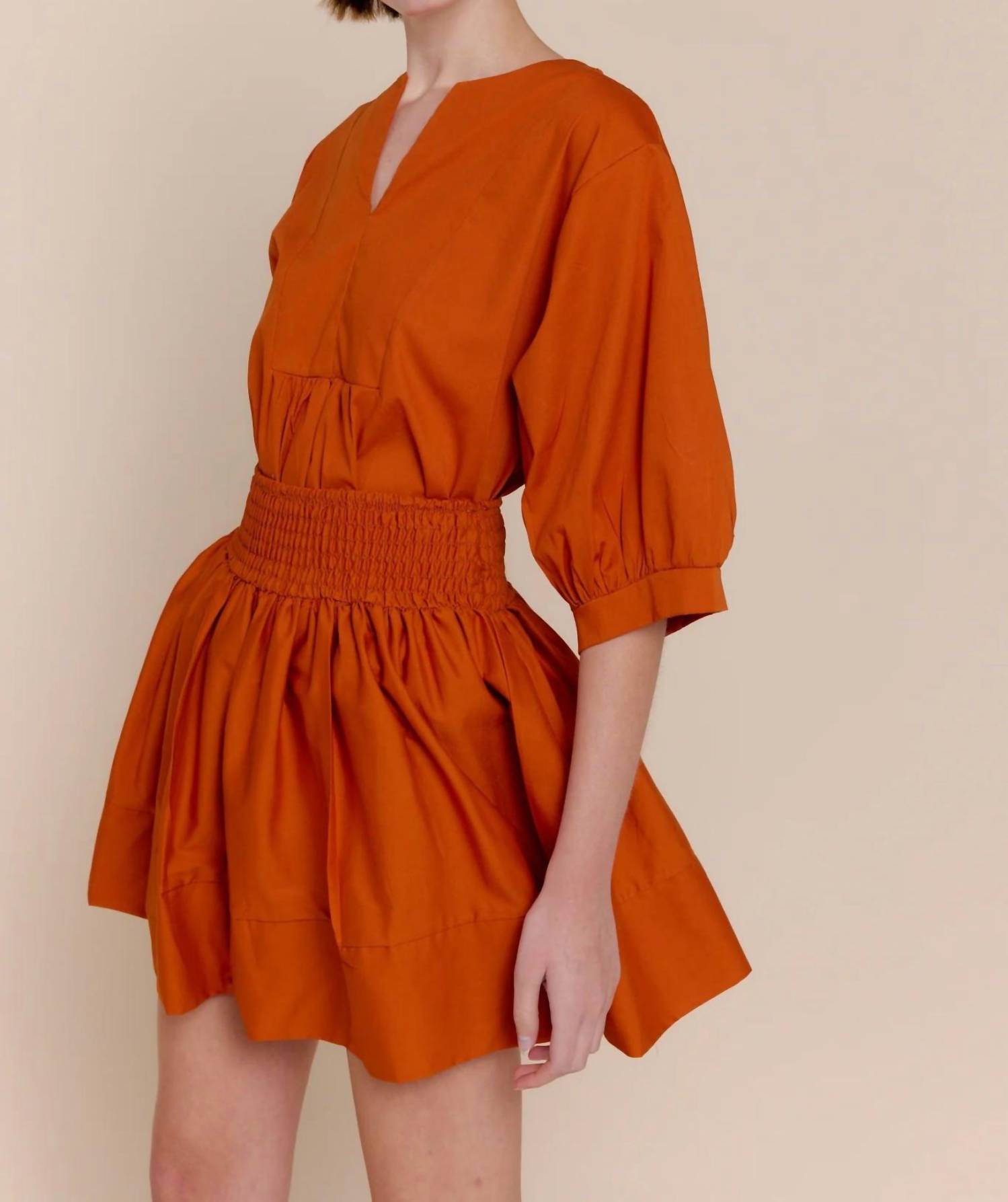 Sofia Melanie Mini Skirt in burnt orange - women's skirt - view 4