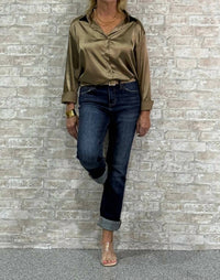 Rosa Clothing - The Reset Point-satin Button-up Blouse