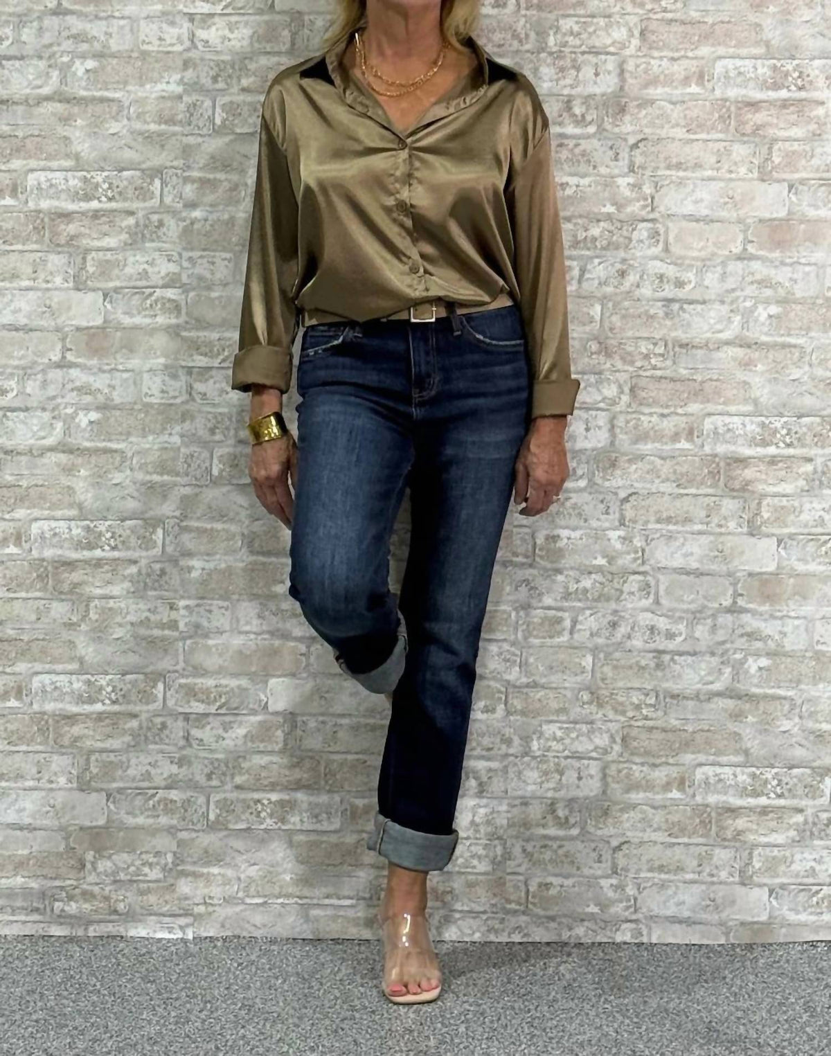 Rosa Clothing - The Reset Point-satin Button-up Blouse