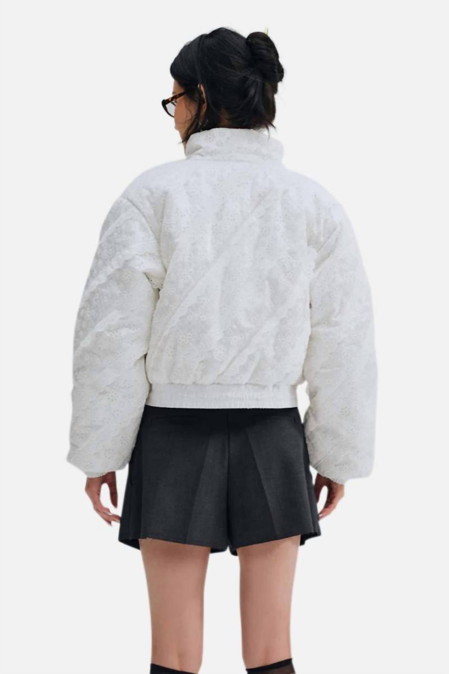 Lil Lemons By For Love And Lemons - Sloane Eyelet Puffer Coat