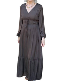 Grade & Gather - Tiered Satin Maxi Dress