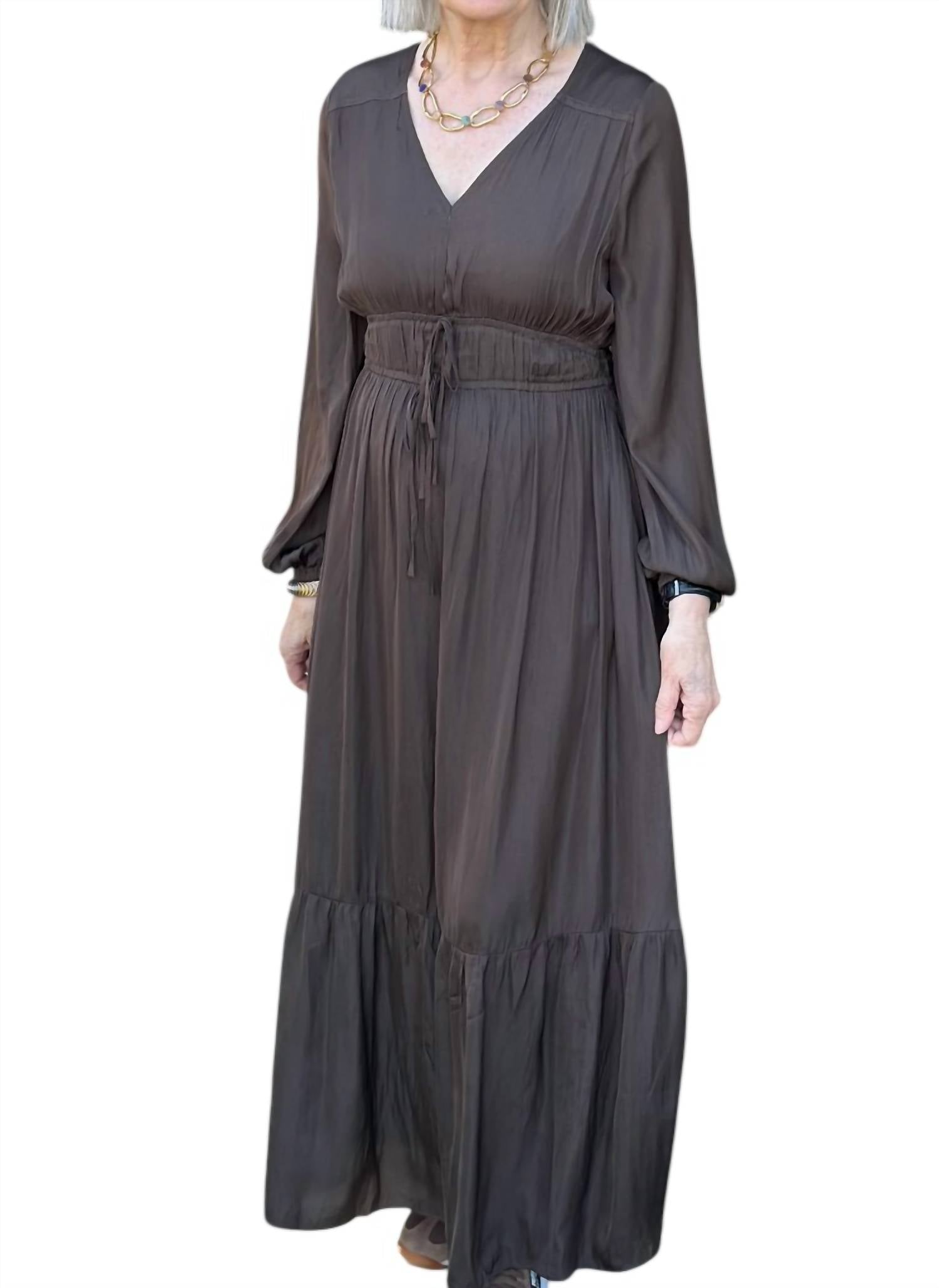 Grade & Gather - Tiered Satin Maxi Dress