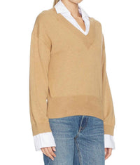 Naadam - Mixed Media V-neck Top