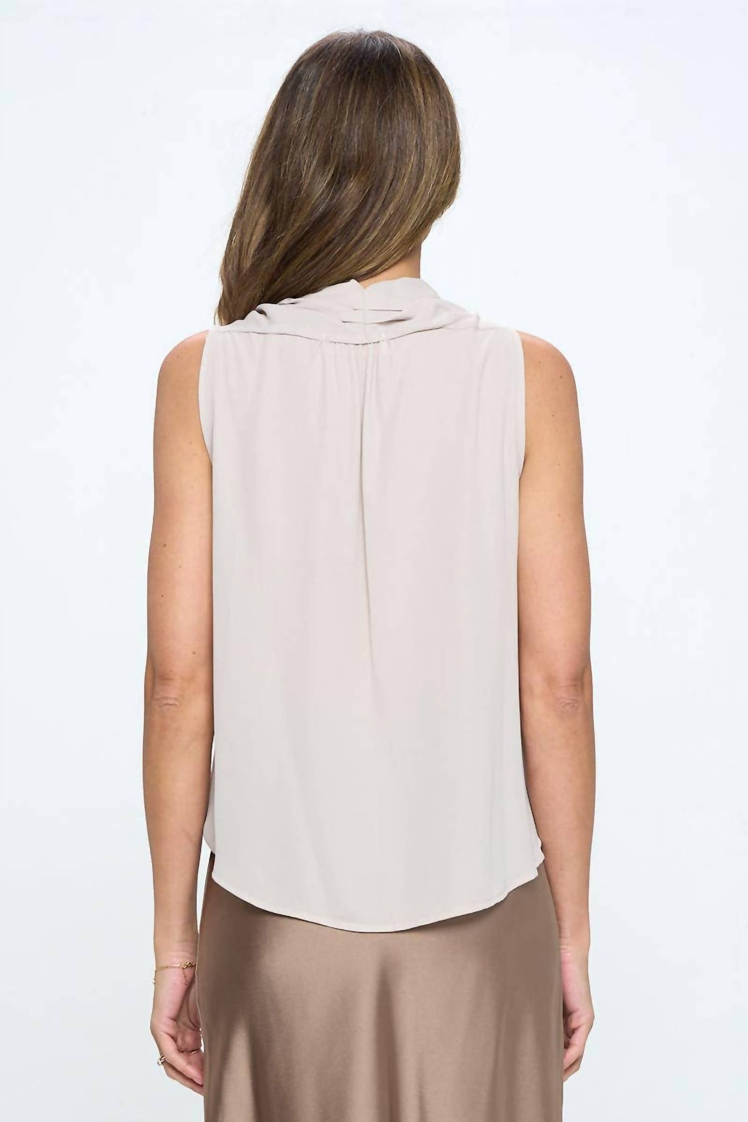 Renee C - Solid V Neck Top With Drape Neckline