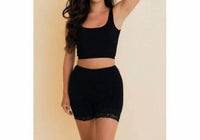 Leto - Smocked Lace Trim Lounge Shorts