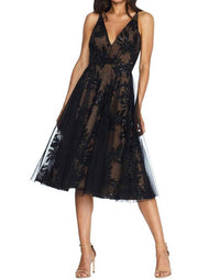 Dress The Population - Courtney Sequin Overlay Midi Dress