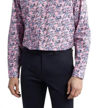 JOHNSTON & MURPHY Men's Checkered Paisley Print Woven Shirt in pink - men's shirt