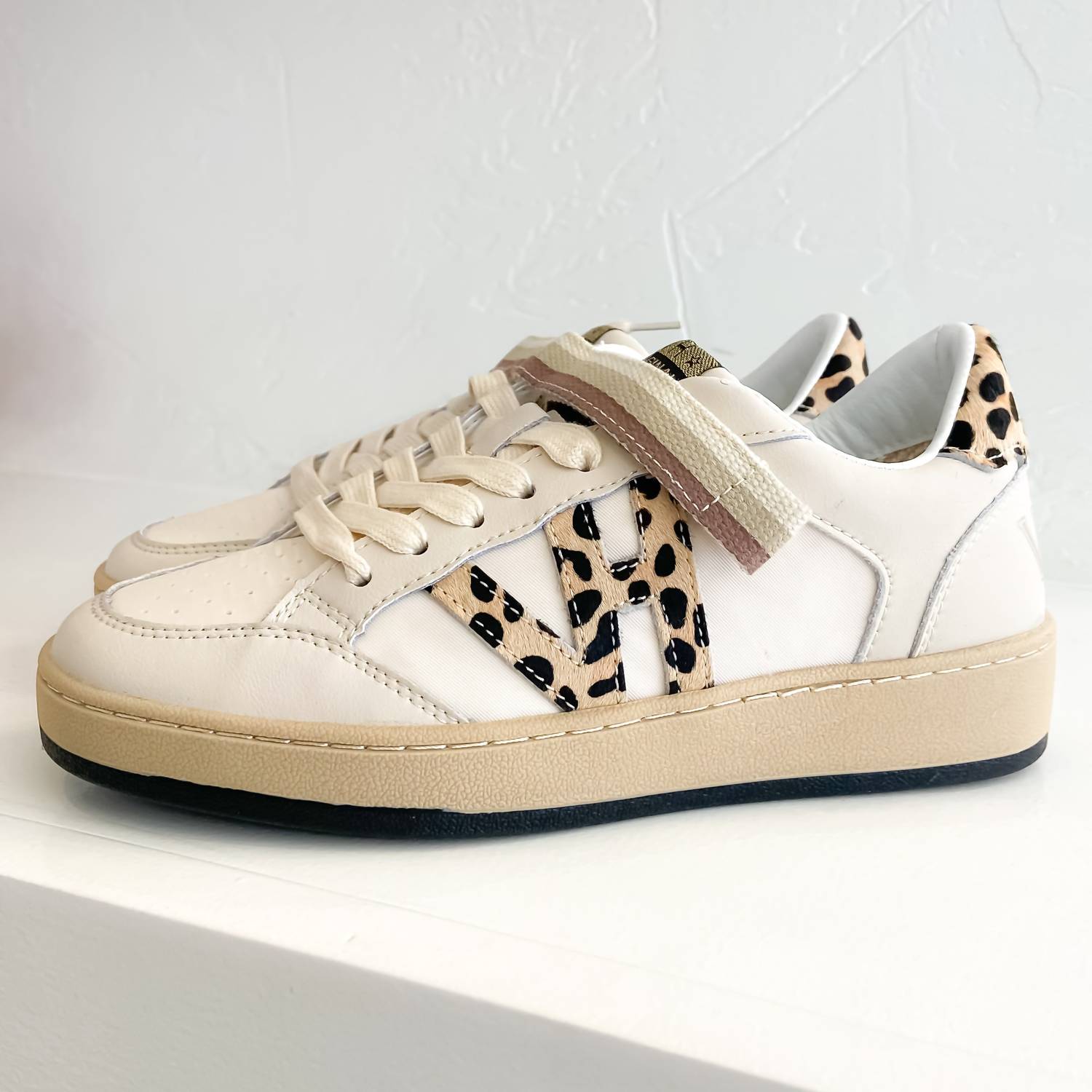 Vintage Havana Women's Next Leopard Low Top Sneaker in white multi - women's sneaker - detail view