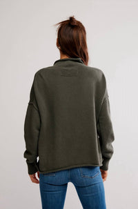 Free People Torres Roll Neck Sweater in army - women's sweater - alternate view