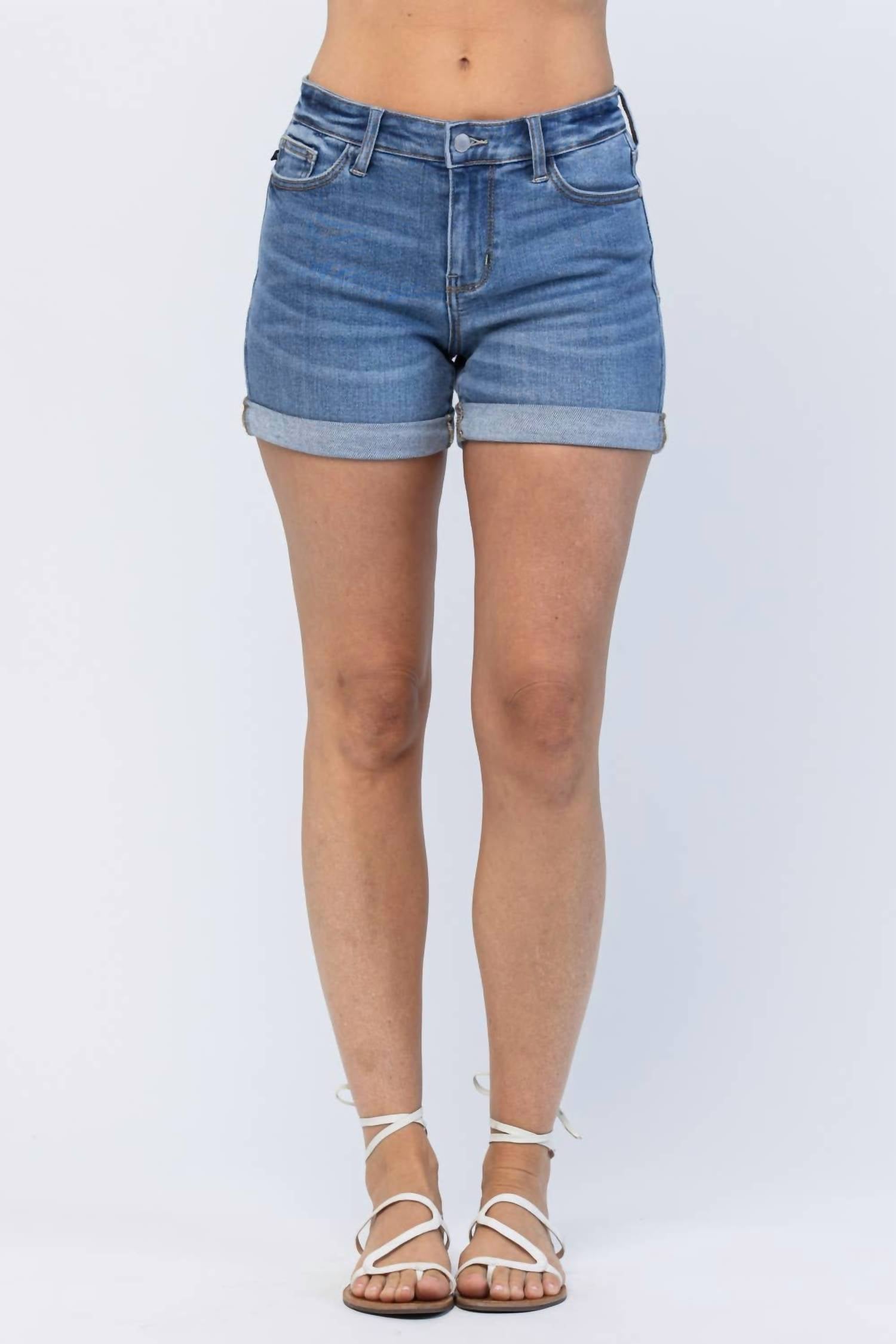 Judy Blue - Mid Rise Cuffed Shorts