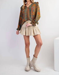 Easel - Happiness Floral Print Blouse - Plus