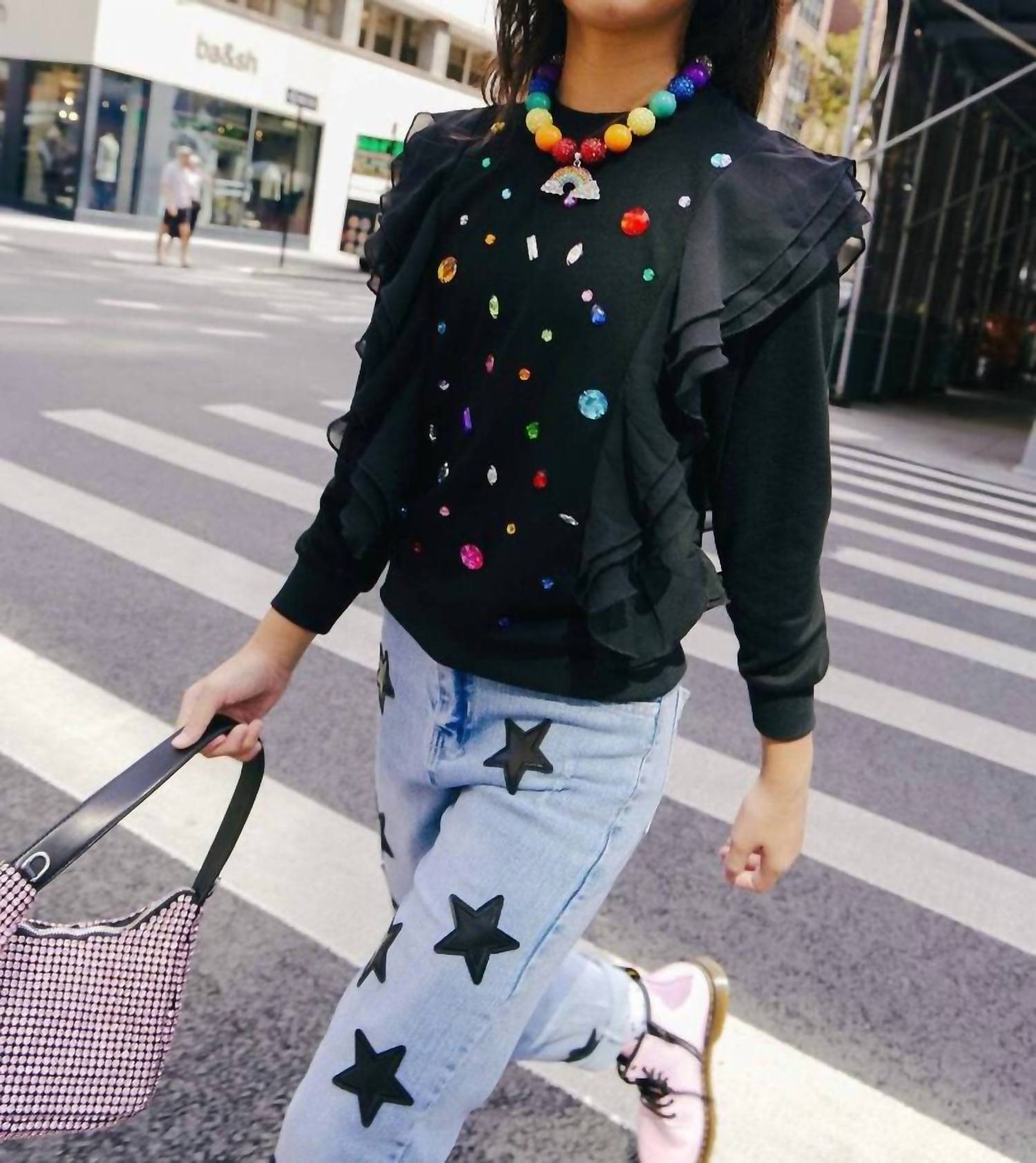 Lola + The Boys - Ruffle Rainbow Gem Shirt