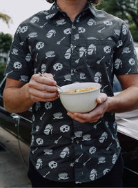 Pyknic Unisex Cereal Killer Casual Button Down Shirt in grey - men's t-shirt - view 6