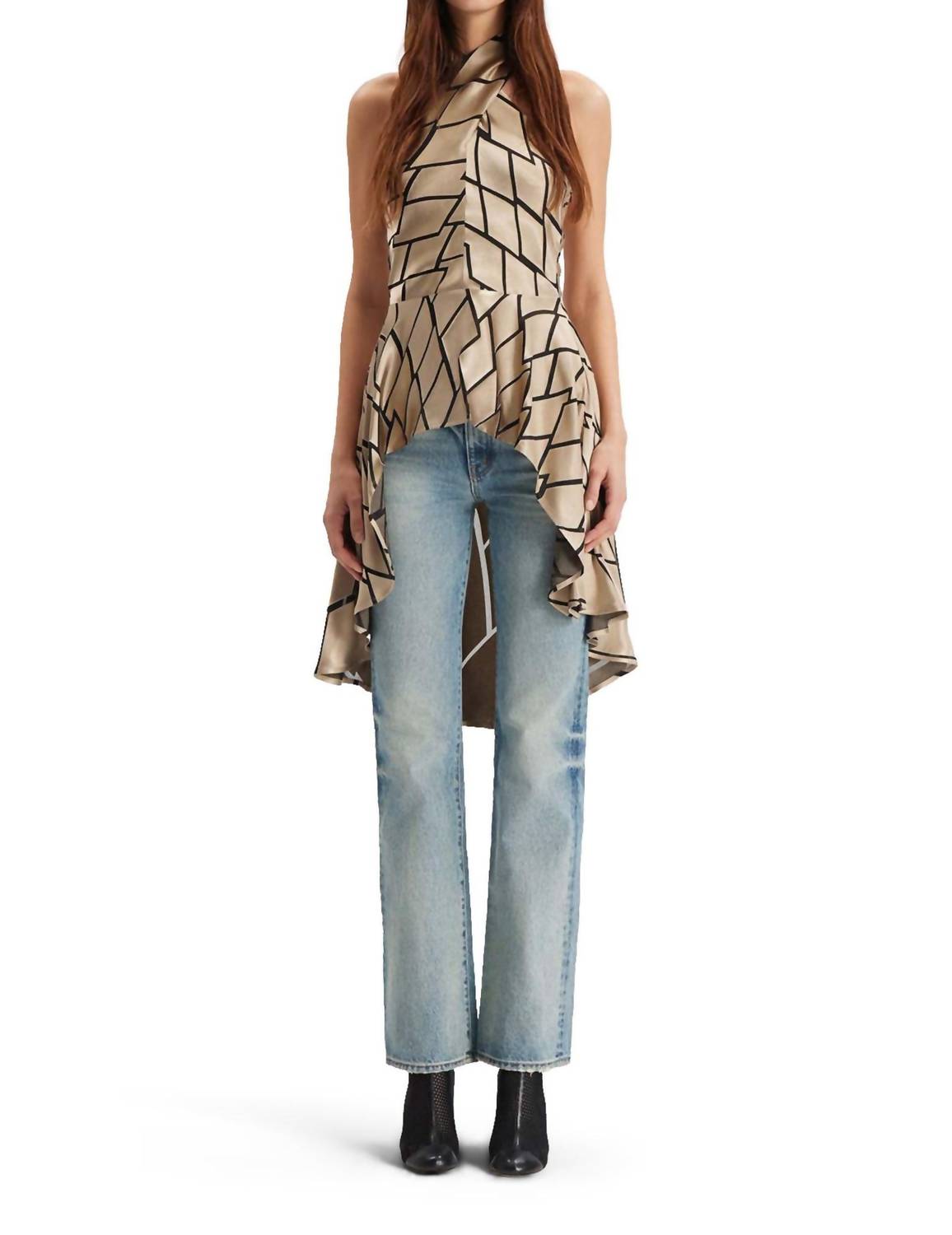Theo The Label - Theia Retro Burnout Hi Low Halter Top