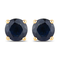 Diana M Jewels Women's Round Natural Blue Sapphire Stud Earrings (1.70 Ct) - Classic in 14k yellow gold - women's jewelry