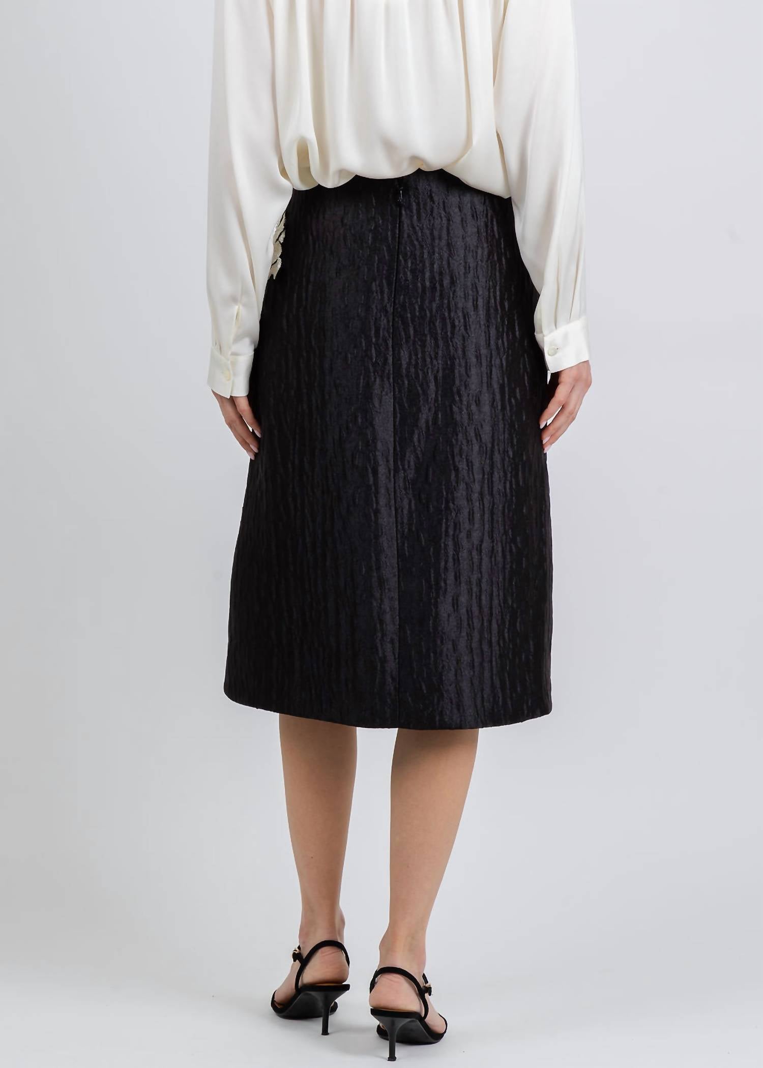 SIMKHAI Arla Floral Jacquard Midi Skirt in black - women's skirt - view 5