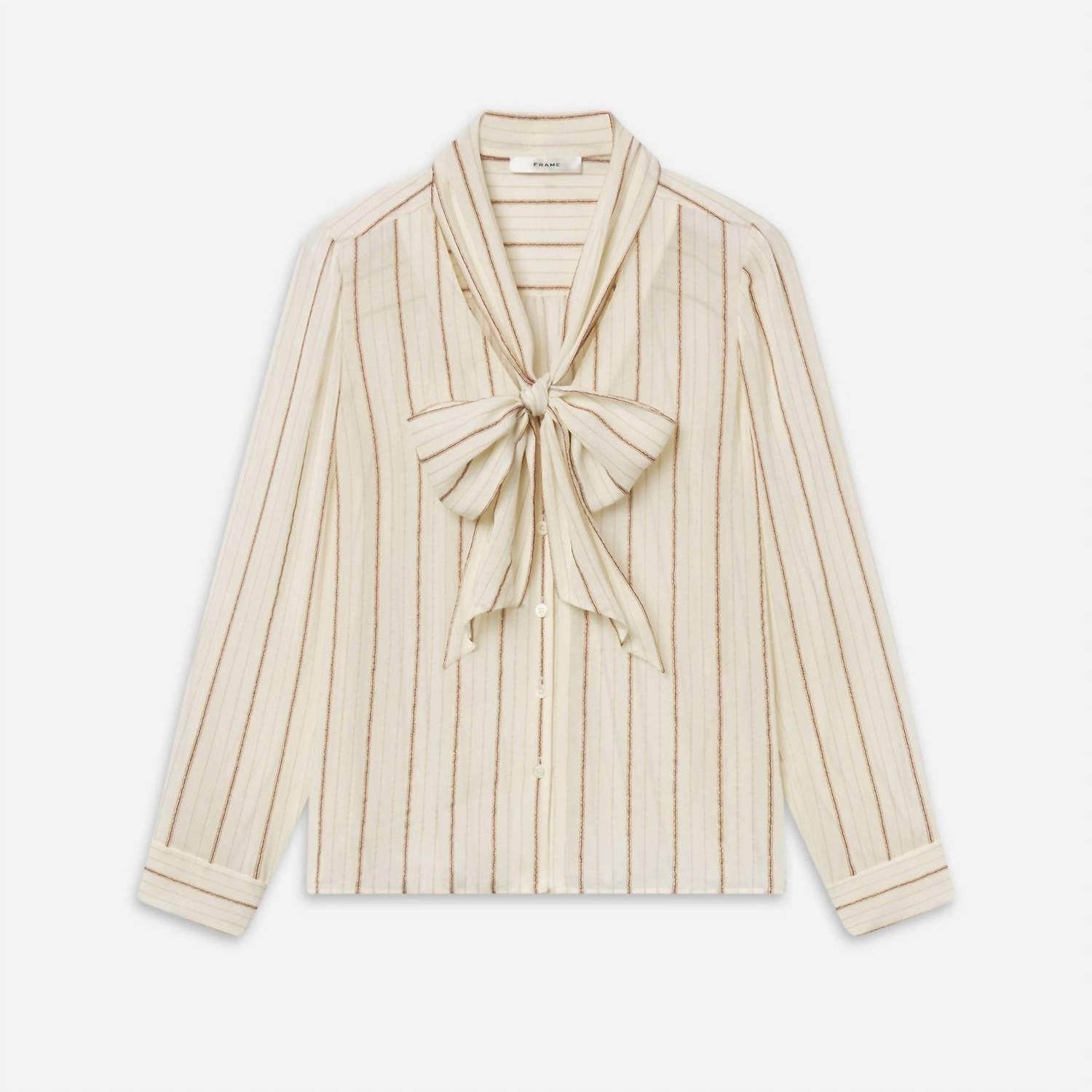 Frame - Striped Silk Tie Blouse