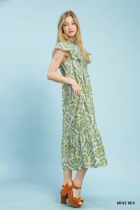 Umgee - Ruffle Sleeve Ikat Midi Dress
