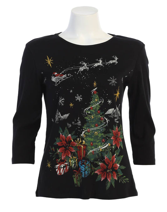 Jess & Jane - Women's Dear Santa Printed Cotton Top