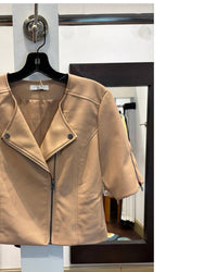 J. Society Women's Faux Leather Moto Shacket in nude - women's jacket - detail view