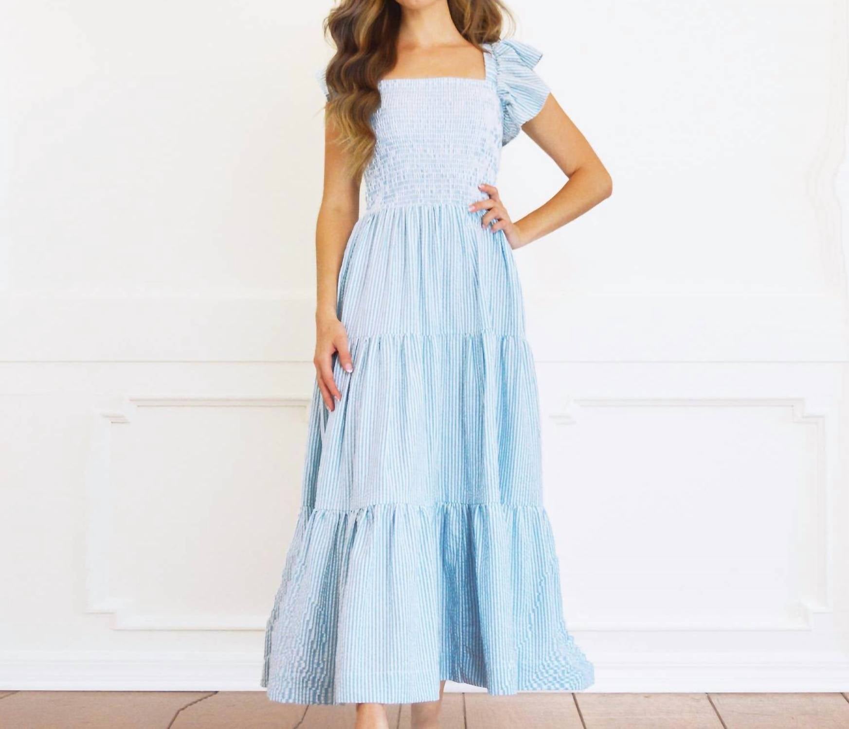 8 Oak Lane - Seersucker Smocked House Dress