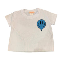 Tweenstyle Girl's Small Drippy Smile Print On Jersey Short Sleeve Tee in white - kids' t-shirt