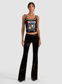 Alice + Olivia - Women's Bella Shiny Vegan Skinny Bootcut Pants
