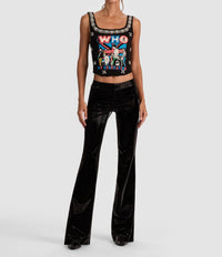 Alice + Olivia - Women's Bella Shiny Vegan Skinny Bootcut Pants
