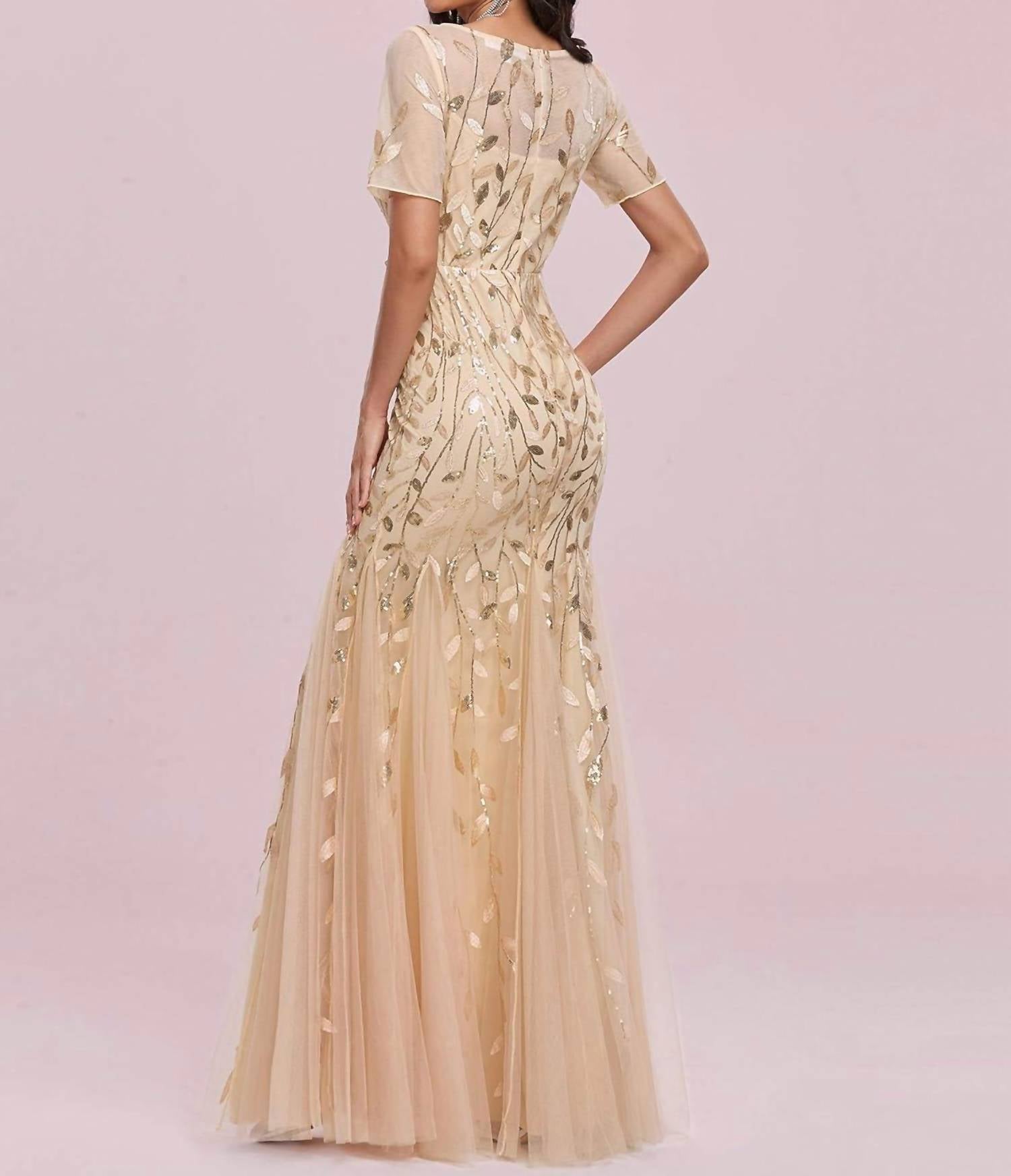 Ever-Pretty - Embroidered Sequin Mermaid Dress