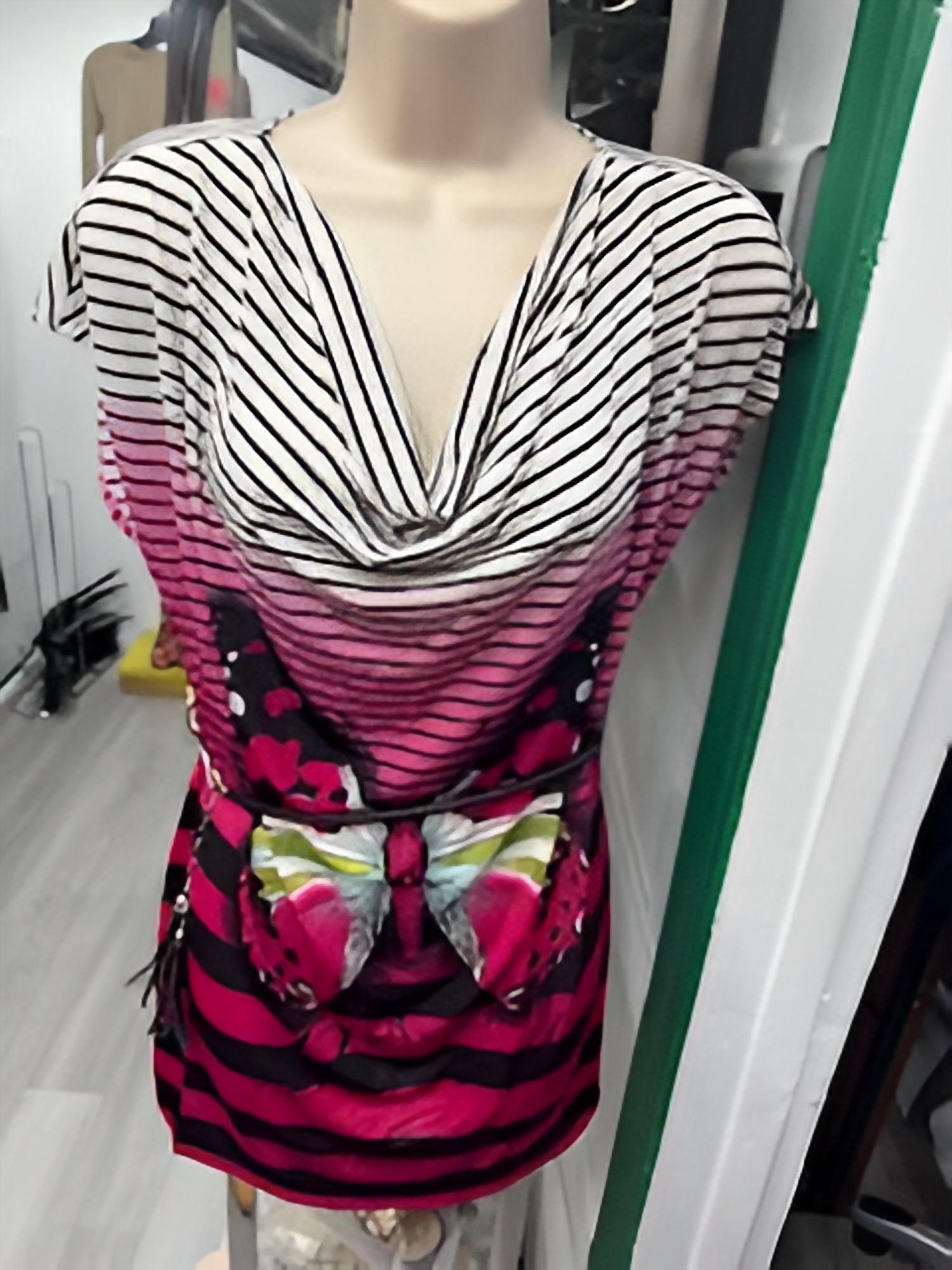 Paris Paris - Women's Belted Cowl Neck Tunic Top