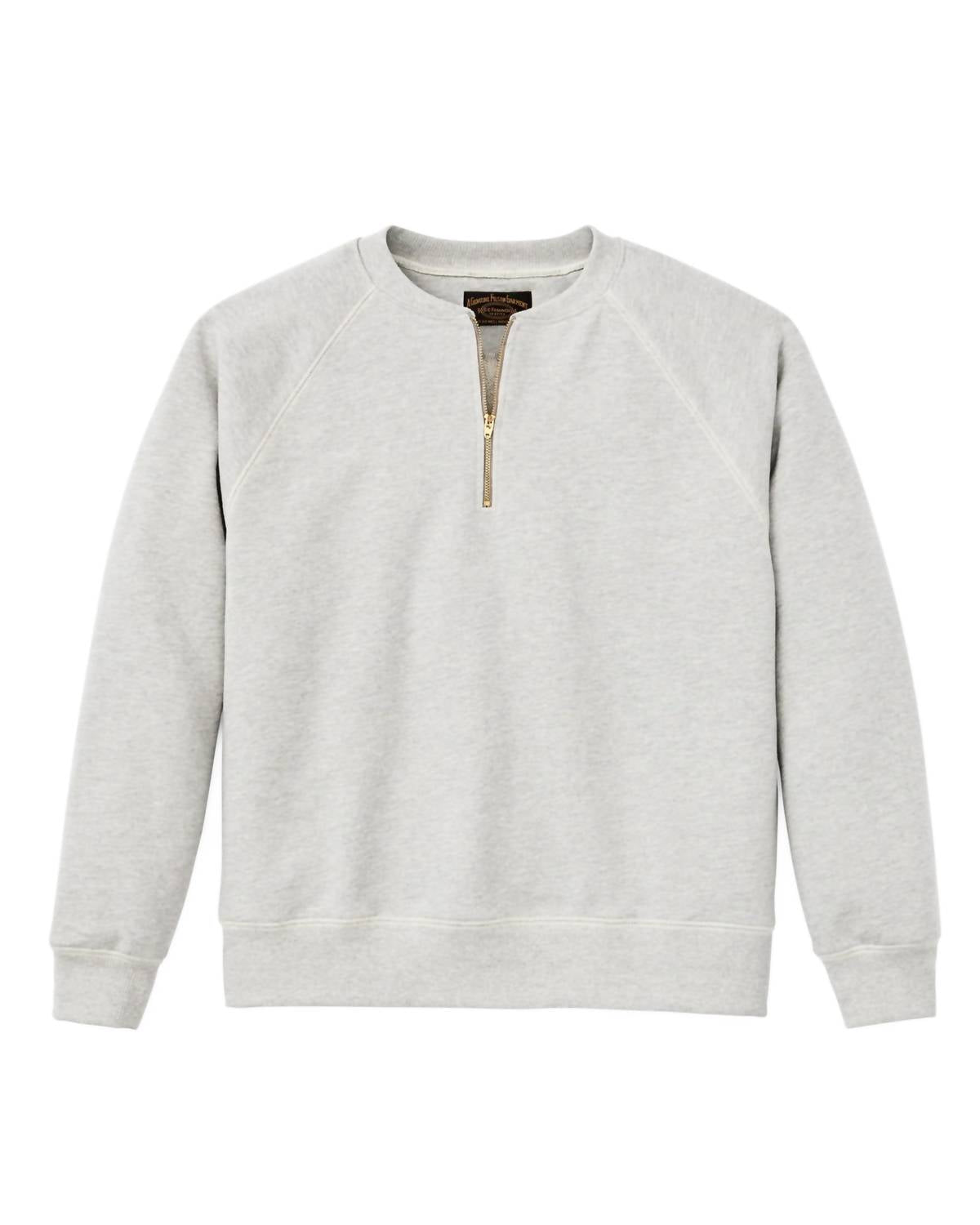 FILSON Men's Quarter Zip Terry Sweatshirt in heather gray - women's top