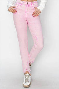 Risen - High Rise Fray Hem Ankle Skinny Jeans