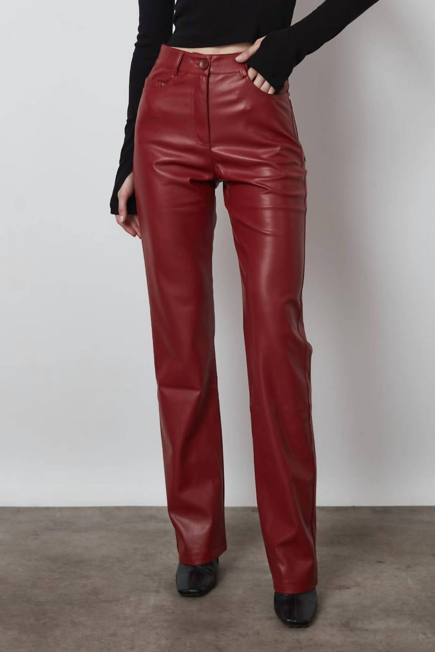Judy Blue - Leather Tummy Control High Waisted Straight Jeans