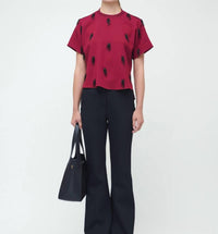 SIMKHAI Abelia Embellished Top in oxblood - women's t-shirt