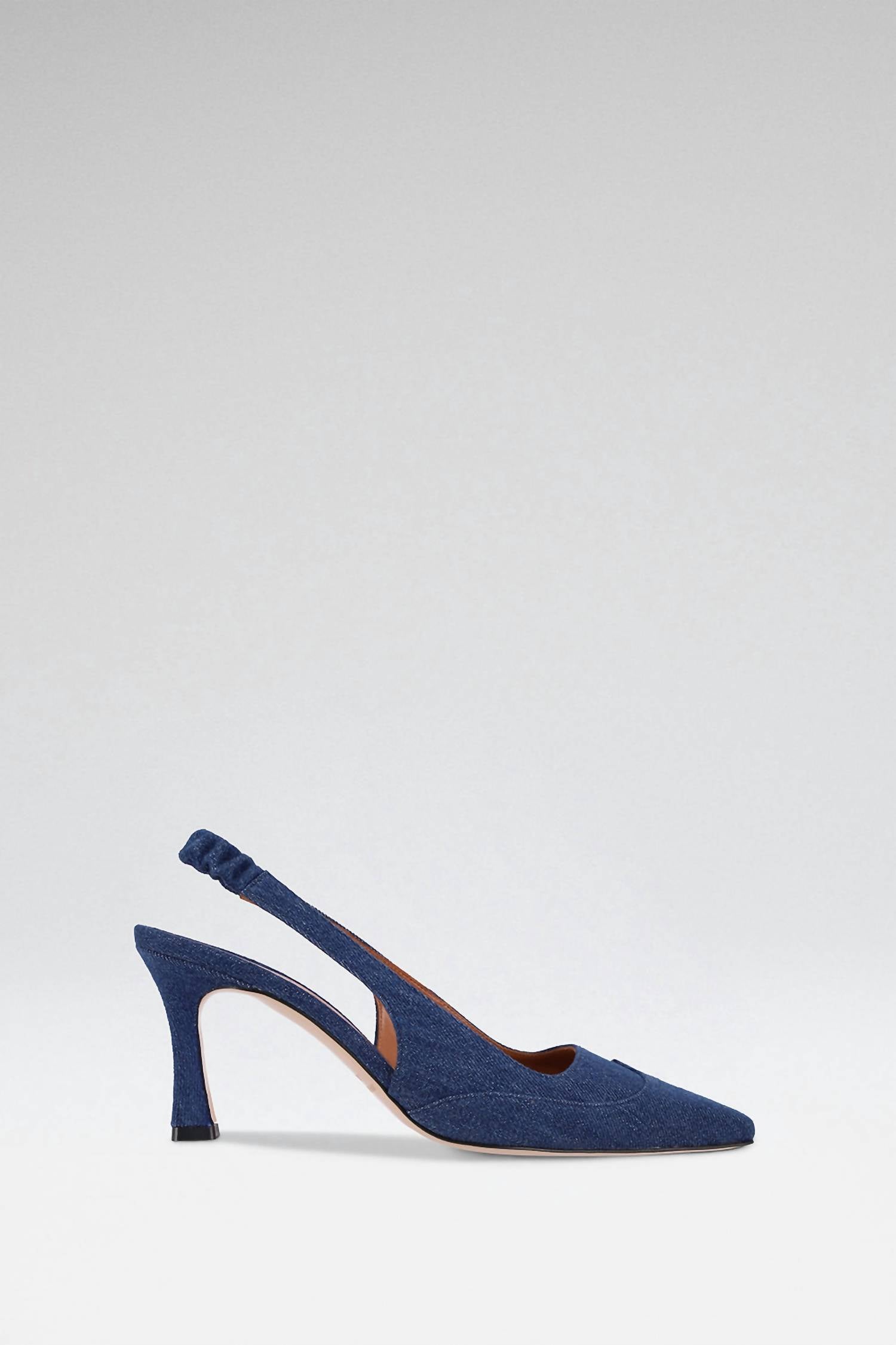MARYAM AMALKI Women's Cassidy Squared Toe Slingback Pumps in denim - women's heels - detail view
