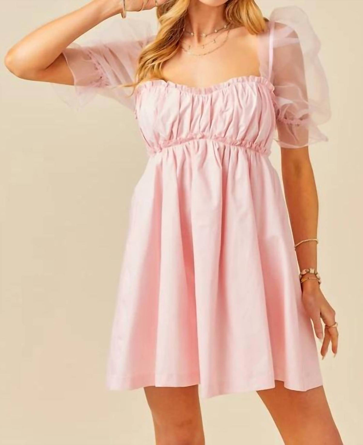 Day + Moon - Organza Puff Sleeve Dress