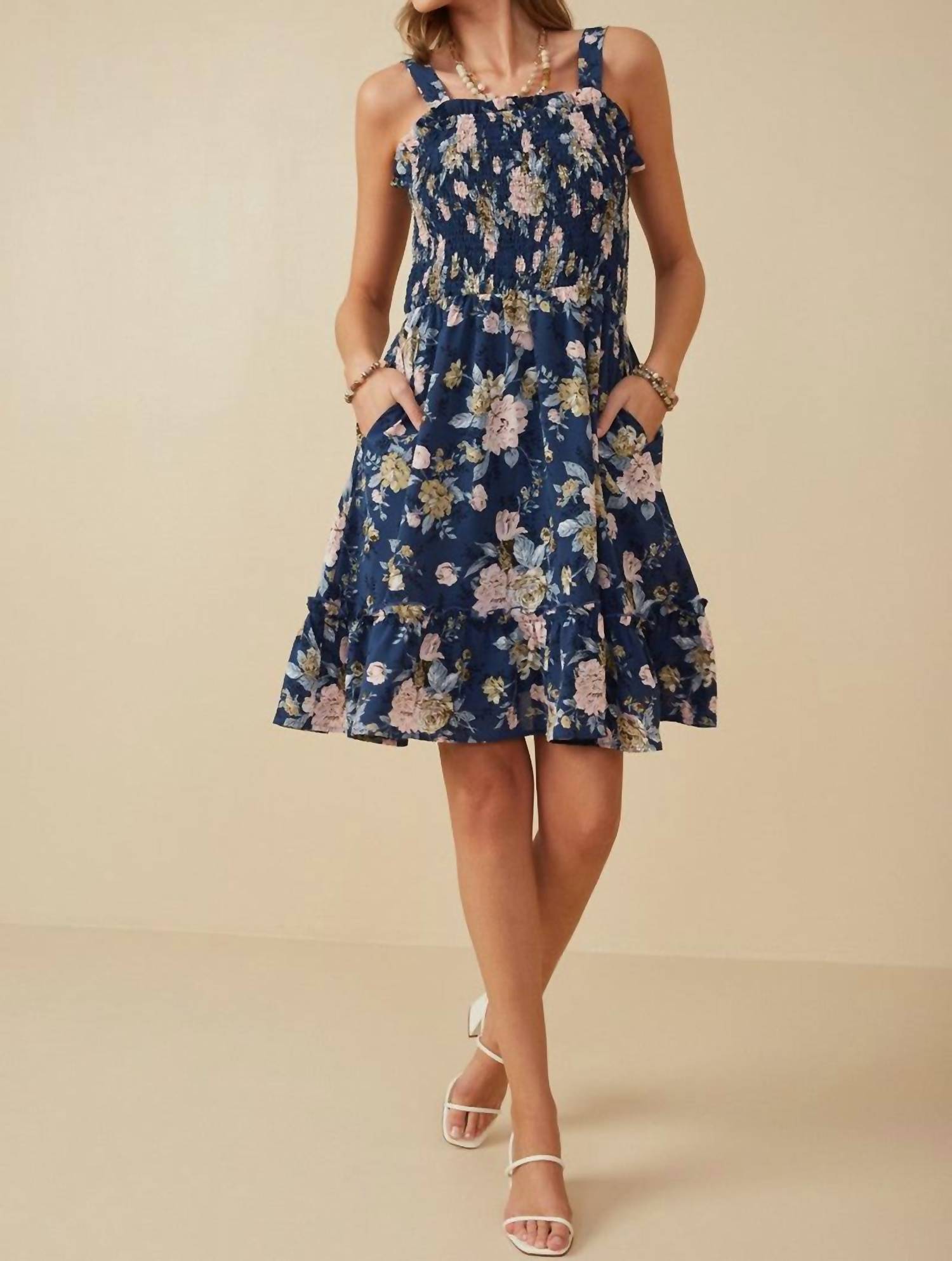 Hayden La - Floral Smocked Bodice Tank Dress