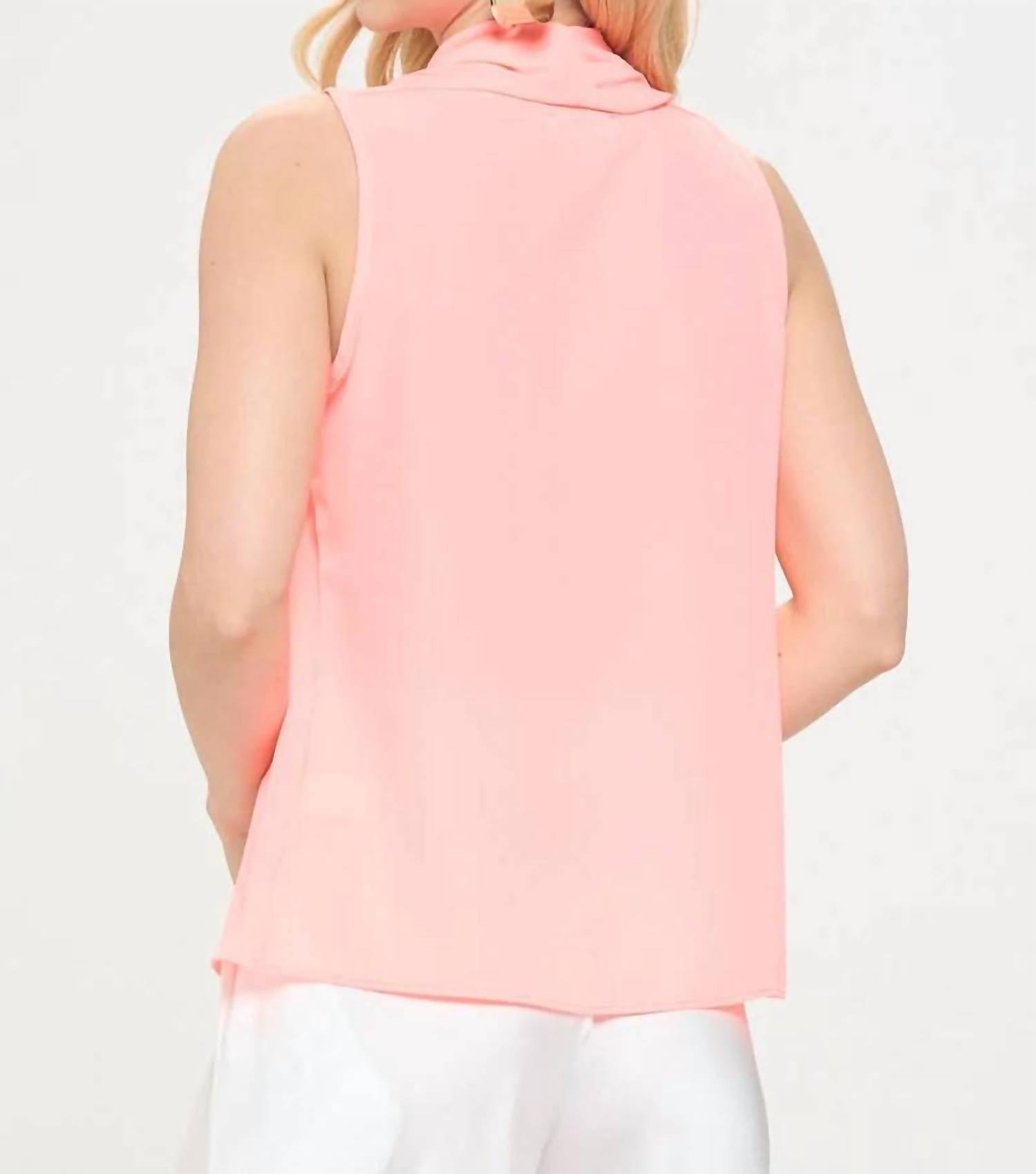 Reneec. - Solid V Neck Top With Drape Neckline